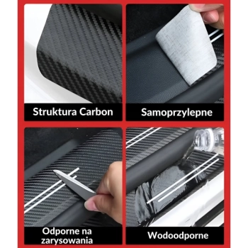 Naklejki ochronne karbonowe na progi samochodowe