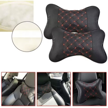 Poduszka na zagłówek komplet 2 szt czerwony/biały haft