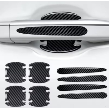 Czarne ochronne grube karbonowe naklejki pod klamki od zarysowań