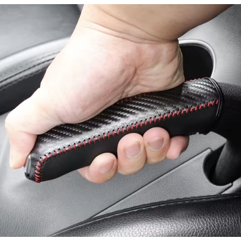 Uniwersalna skórzana nakadka na hamulec ręczny bez szycia w stylu carbon